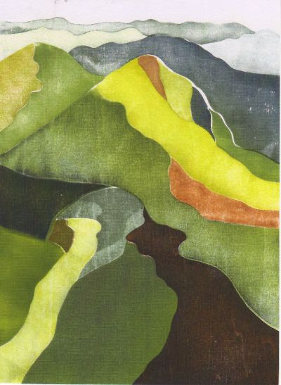 "Anaga Gebirge", Holzdruck, 23 x 30 cm, 2004