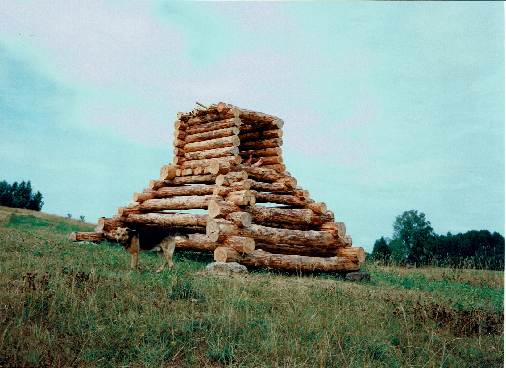 Tower Estonia, Lärchen-Holz, Höhe 500 cm, Sockel 420 x 420 cm, offen zum Tal, Estland , 2005
